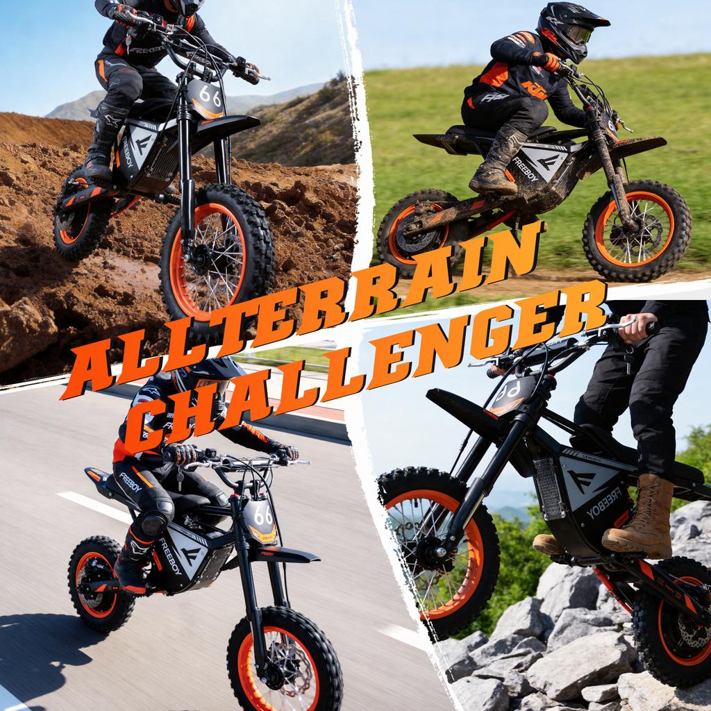 Freeboy US EU Warehouse Long Range Electric Dirt Bike Hydraulic Disc Brake 48V 30Ah Battery 12 Inch Off-road Tire for Adults