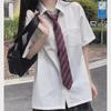Japanese JK Style Short-Sleeve White Shirt with Pointed Collar - College Style School Uniform