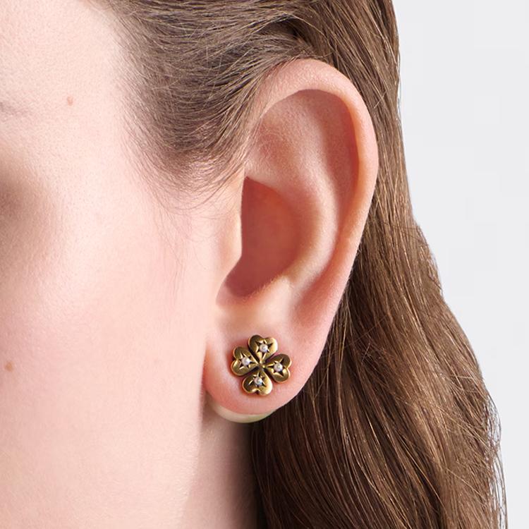 Dior Металлические серьги с узором в виде сердец Женские серьги Золото Белый E3292WOMCY