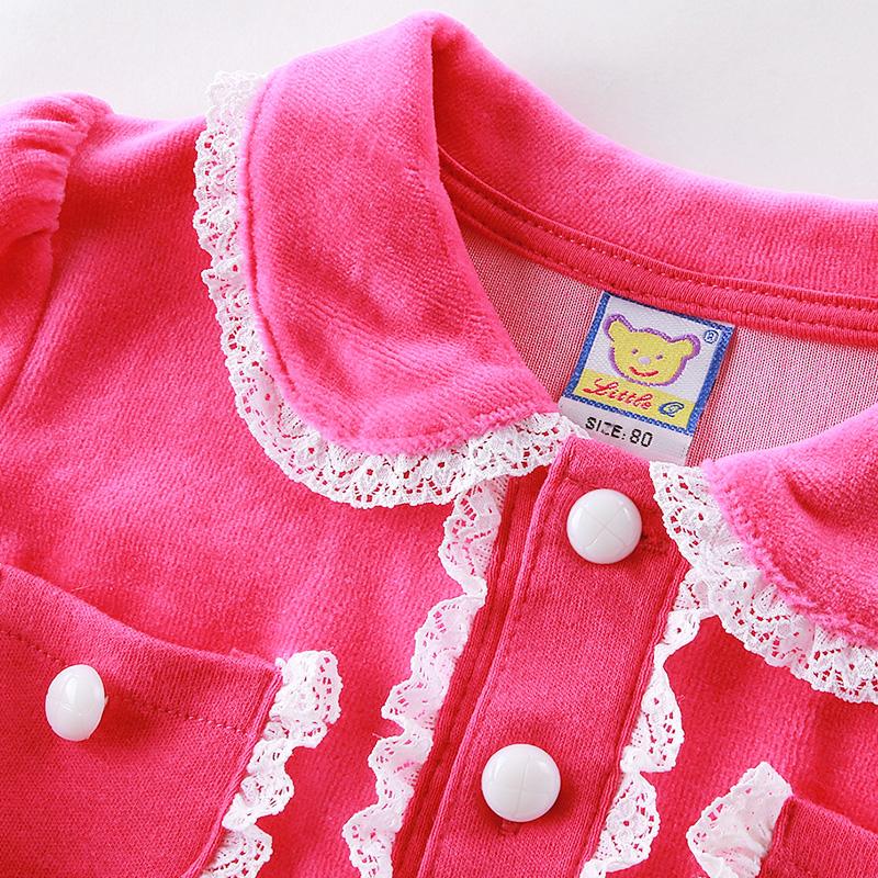 Одежда для новорожденных девочек, платье, бархатный зимний весенний топ с длинными рукавами, кружевной ковбойский комплект с пуговицами, детская одежда, одежда принцессы