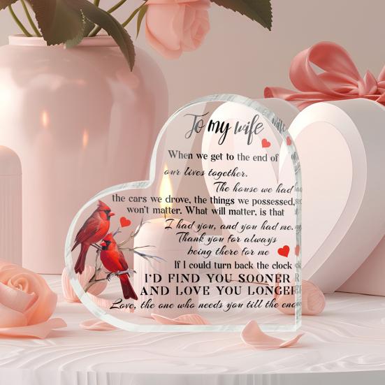 Акриловый орнамент в форме сердца Love Heart, прозрачный акриловый блок, отдельно стоящий настольный Love