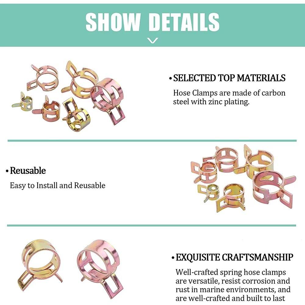 100Pcs 6-17mm Fuel Line Hose Clip Spring Driven Water Pipe Fastener Sorting Kit