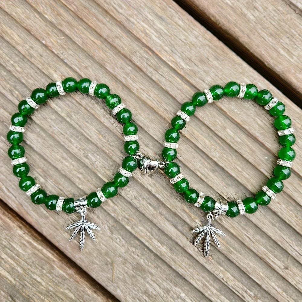 Модный бисерный магнитный браслет для пары из смолы, универсальный подарок на День святого Валентина, аксессуары