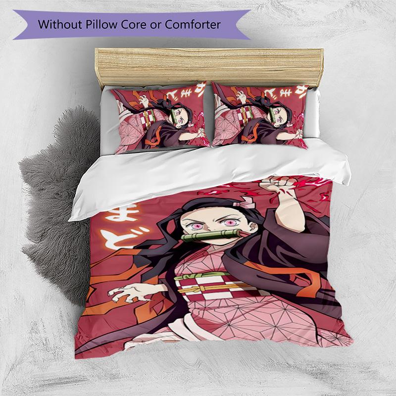 3pcs nezouko Design Cover Set - HD Printed Bedding with 1 Cover and 2 Pillowcases - Perfect for Home and Dorm Decor