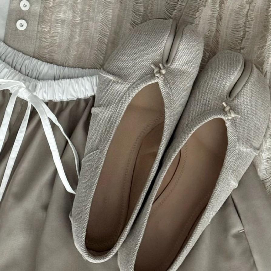 Версия из коровьей кожи~ плиссированные льняные кожаные туфли с мягкой подошвой и раздвоенным носком женские парусиновые балетки Мэри Джейн туфли-копытца одинарные туфли женские