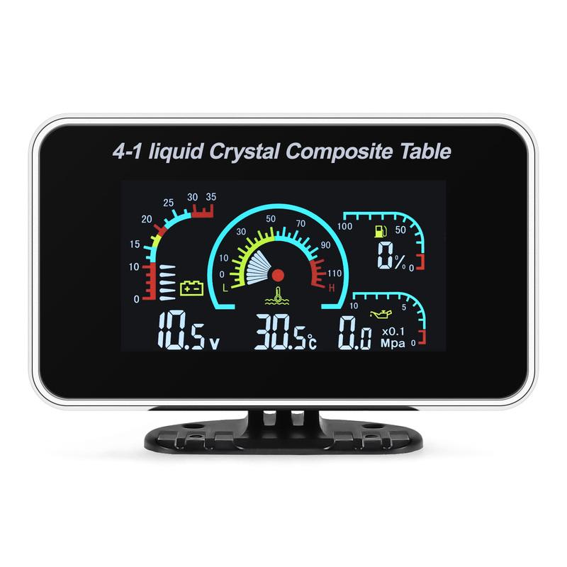 12V-24V LCD Digital Car Gauge Muti-functional 2/3/4 IN 1 Water Temp Meter Voltmeter Oil Pressure Fuel Level Gauges Sensor 1/8npt