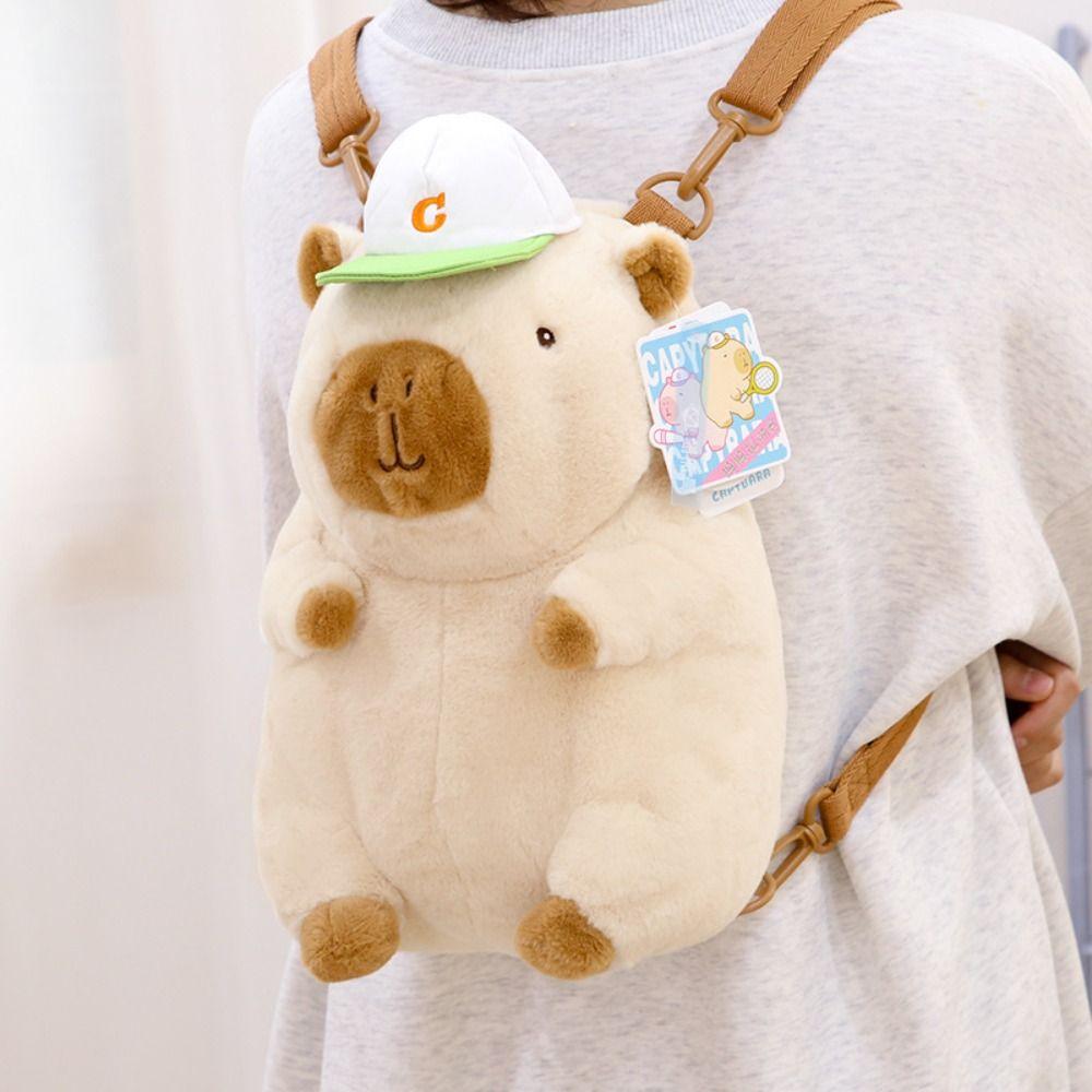 Stuffed Sports Capybara Plush backpack Animals Doll Capybara Crossbody Bag  Couple