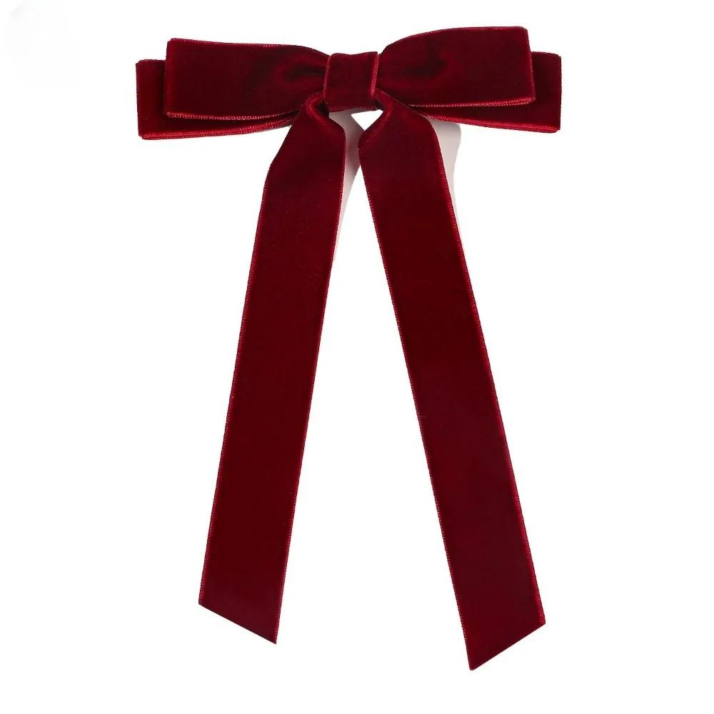 2Styles Velvet Bowknot Hair Clips для женщин Элегантные потные двойные банты Длинные заколки-кисточки Шпильки для укладки волос Корейские аксессуары
