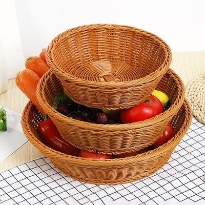 Универсальная корзина из искусственного ротанга Круглая корзина для хлеба Корзина для хранения продуктов Бытовое хранение