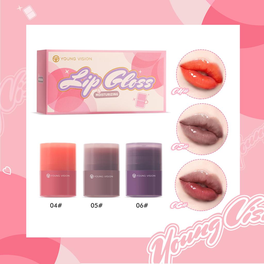 YOUNG VISION Twist Lip Gloss 3 Color Set Moisturizing and Moistening Color Mirror Lip Gloss Lip Oil