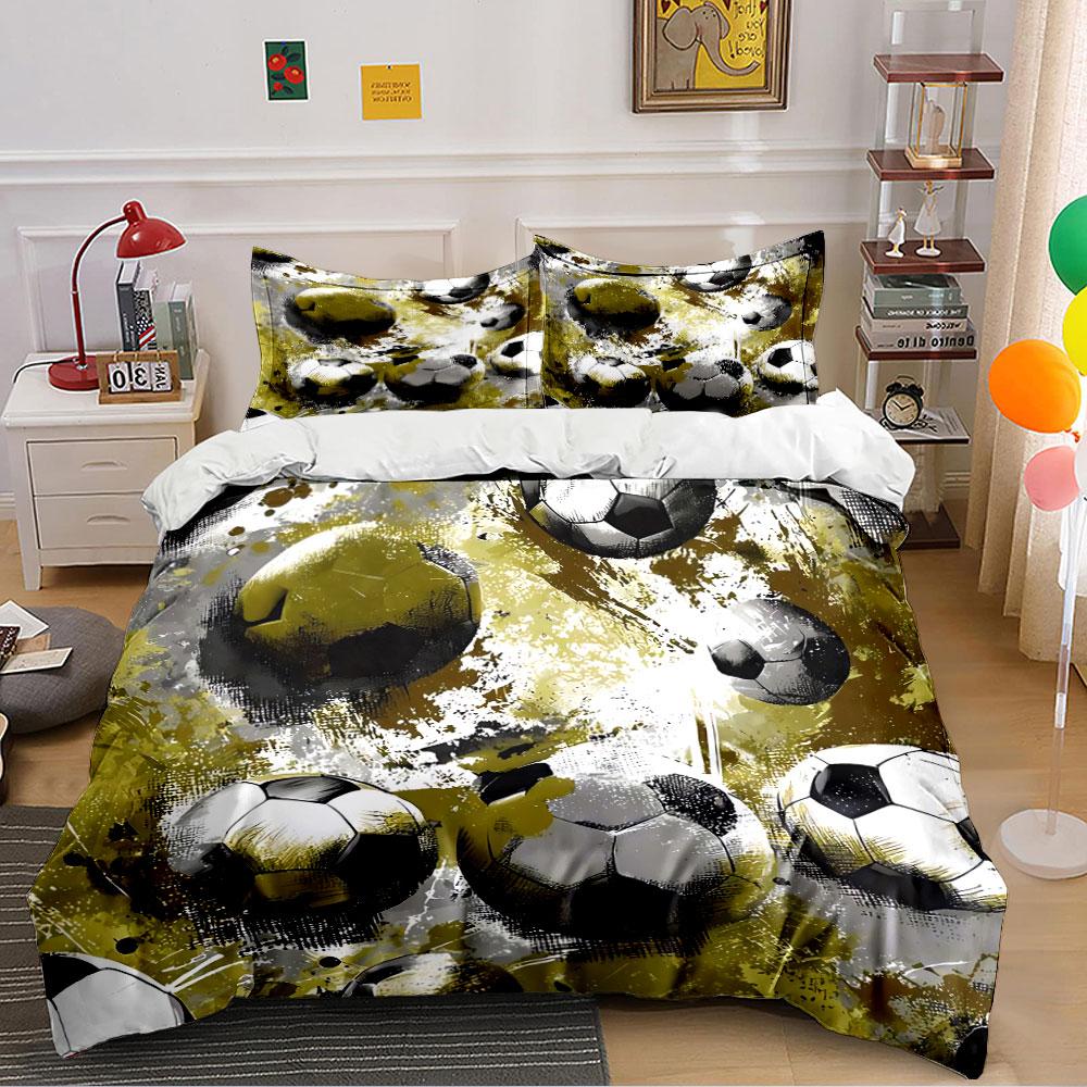 Soccer Ball Abstract Pattern Bedding Duvet Cover Set Duvet Cover Pillowcases (1*Duvet Cover 2*Pillowcases, without duvet insert)