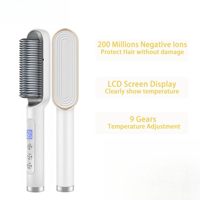Wireless Hair Straightener Comb Negative Ion Hair Care Hair Curler USB Rechargeable Professional Hair Straightening Brush