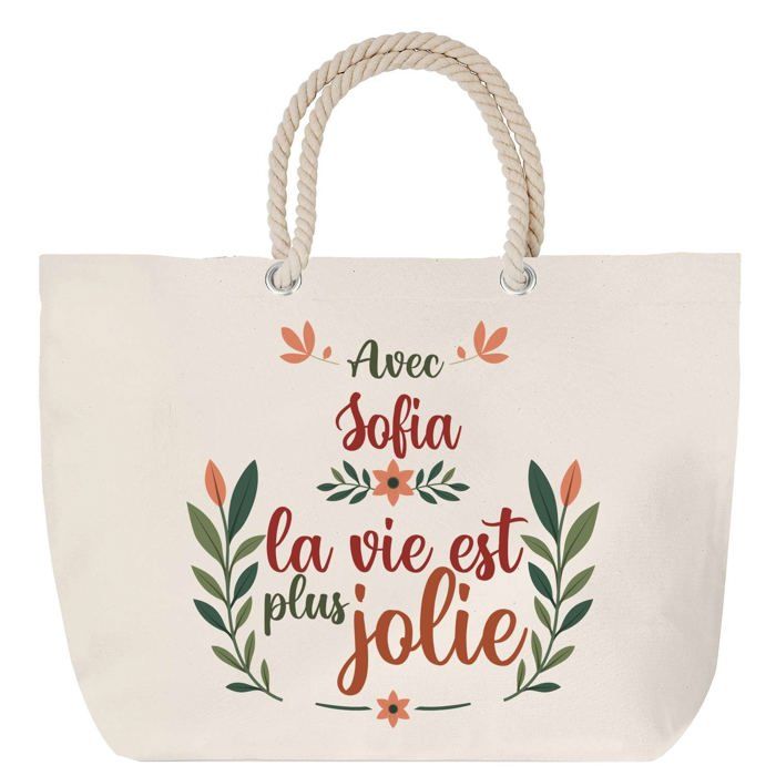 Sac de plage - PLANETEE - Sofia - Grand format - Anse corde - Personnalisé