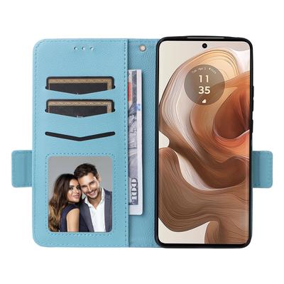 Чехол для Motorola Edge 50 Ultra 5G/Moto X50 Ultra 5G с ремешком на запястье, кошелек из ПУ-кожи с текстурой личи, чехол для телефона
