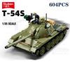 Нетоксичный Набор Строительных Блоков Армейский Средний Танк Т-54С 604 Детали WW2 Танковое Оружие С Фигуркой Образовательные Игрушки DIY Для Детей
