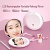 Portable Rechargeable LED Makeup Mirror with Stepless Dimming, Double-Sided Folding Design, Ideal for Travel