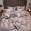 Пододеяльник с вышивкой, простыня, наволочка, двусторонний комплект из четырех предметов из ледяного шелка, постельное белье из стираного шелка