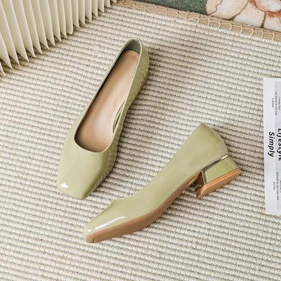 2024 Новые однотонные толстые каблуки с квадратной головкой, высокие каблуки, большие женские туфли