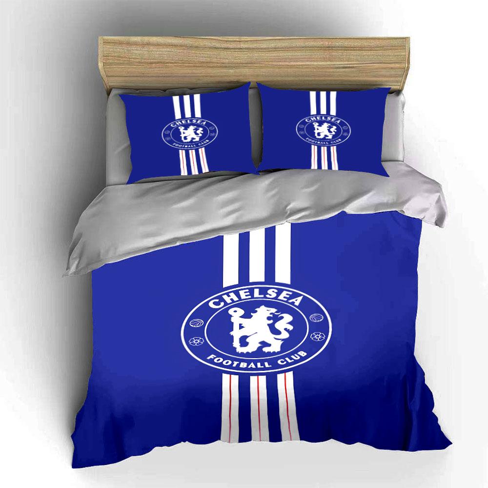 Blue Chelsea Football Club Set Bedding Duvet Cover Set Duvet Cover Pillowcases (1 * Duvet Cover 2 * Pillowcases, without duvet insert)