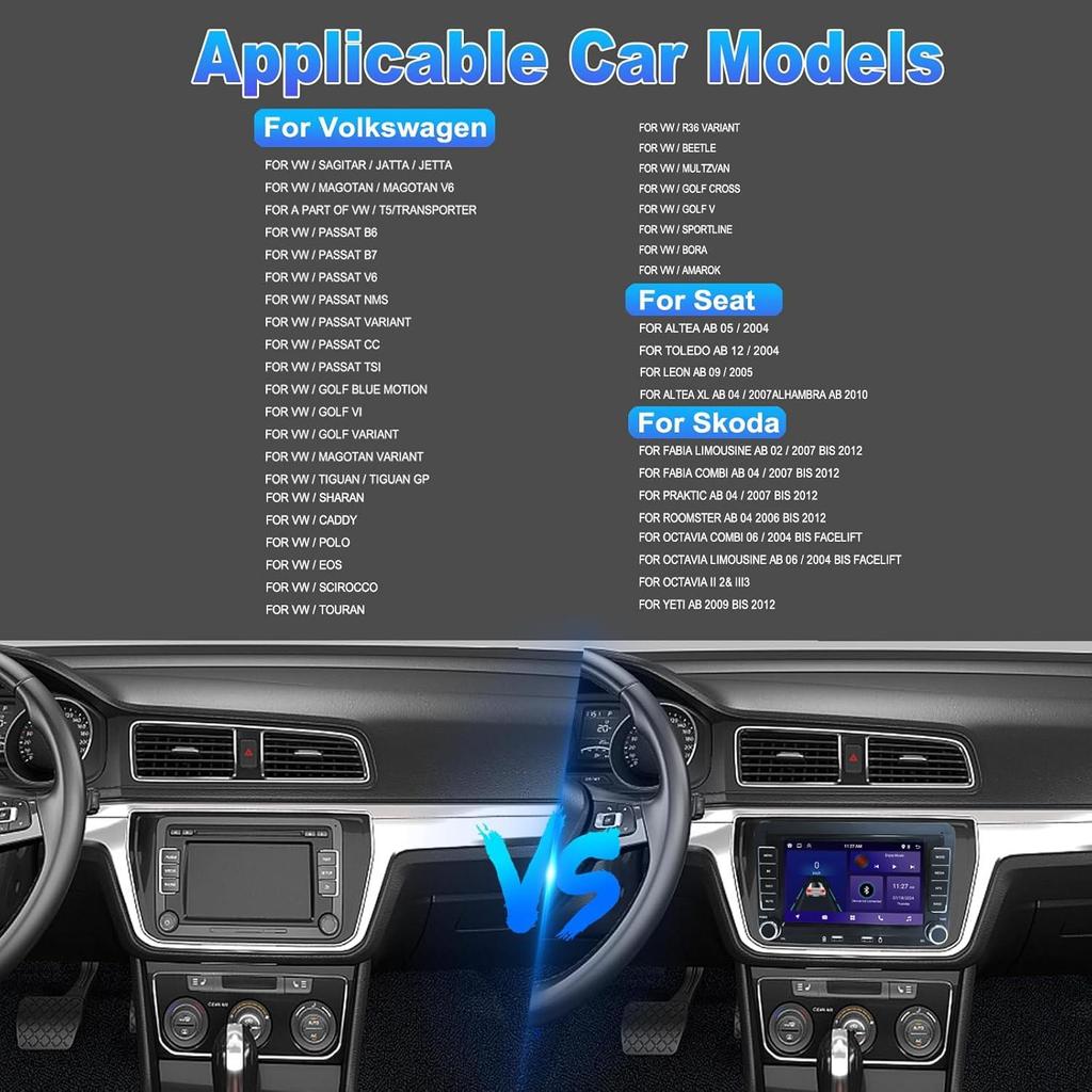 2G+32G /1G+32G Android 13 7-дюймовый IPS-экран Беспроводной CarPlay Android Auto Автомагнитола для VW Jetta Седан Passat Tiguan CC Golf Skoda Радио