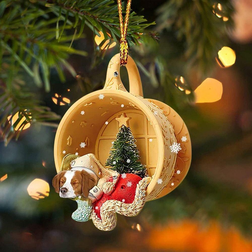 2 Pcs New House Decor Pendant Mreey Christmas Hanging Basket Dachshund Pendant Christmas Decoration