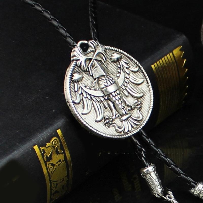 Галстук-боло Галстук Кожаный Плетеный Веревочный Ожерелье с Металлическим Подвесом в виде Орла Российской Империи Ювелирное Изделие Западный Ковбойский Галстук