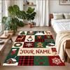 Christmas Custom Name Printed Square Area Rug Soft Non Slip Floor Carpet For Bedroom Holiday Gift