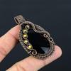 Gorgeous Black Onyx Gemstone Jewelry Pure Copper Wire Wrapped Handmade Pendant
