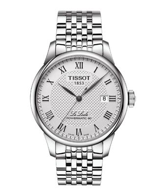 Мужские часы Tissot Le Locle Automatic Powermatic 80 с серебристым циферблатом и браслетом, модель T0064071103300 (Официально импортировано)