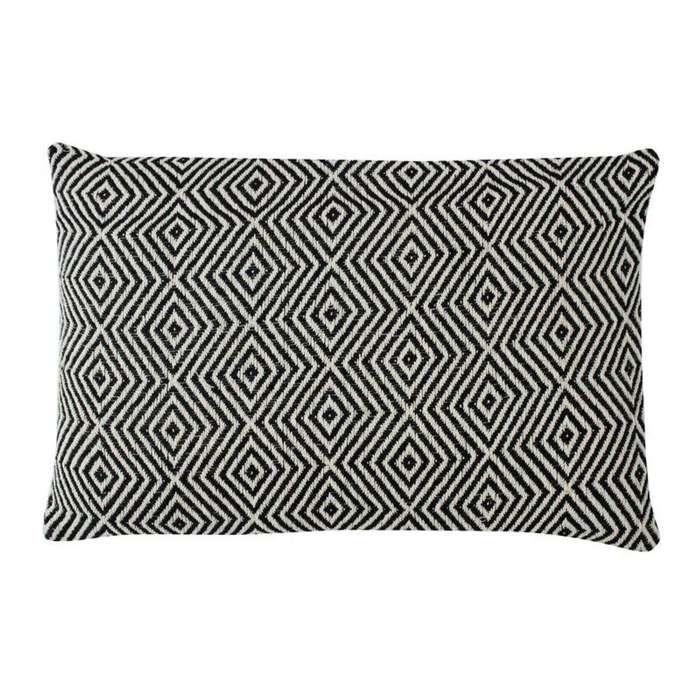 Coussin ethnique motif ikat naturel et noir 60x40