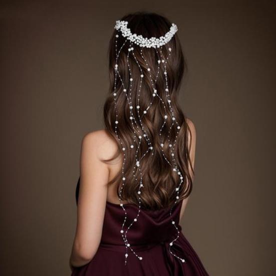 Женское украшение для волос искусственный жемчуг горный хрусталь цветок свадебный гребень для волос длинный стиль свадебные аксессуары для волос