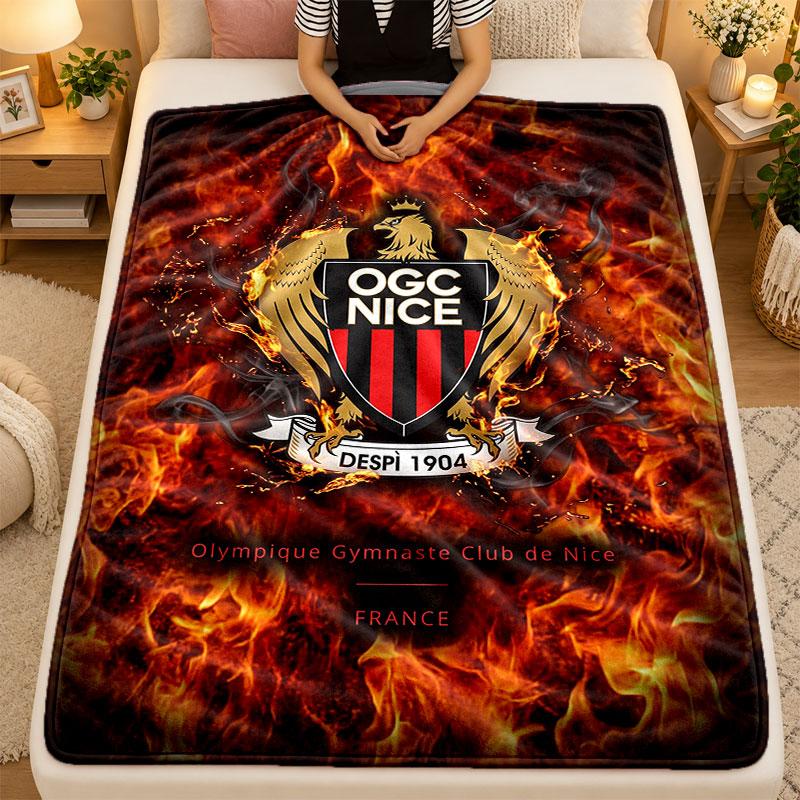 Flannel BlanketOGC Nice FC Warm Soft Throw Blanket for Indoor Sofa Bed Living Room Use