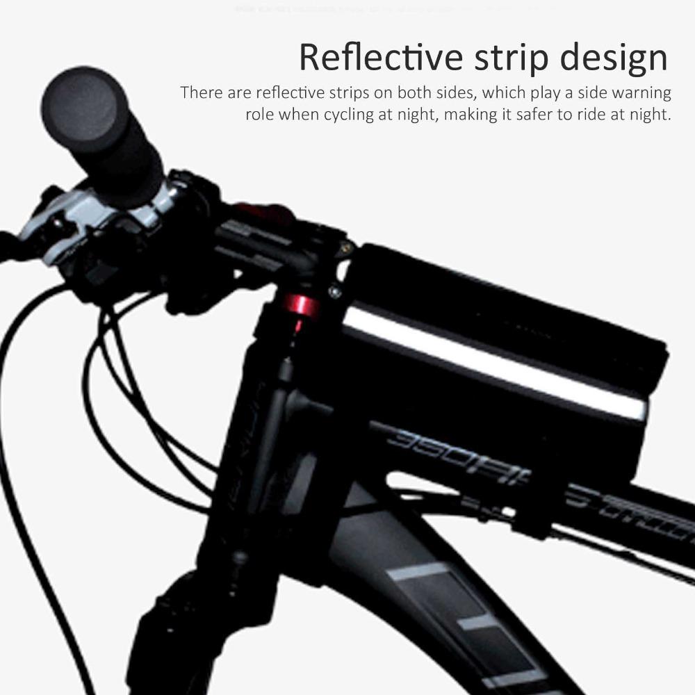 600D Nylon , TPU Bicycle Phone Bag Hook and Loop Straps Bike Top Tube Bag  Daily Cycling