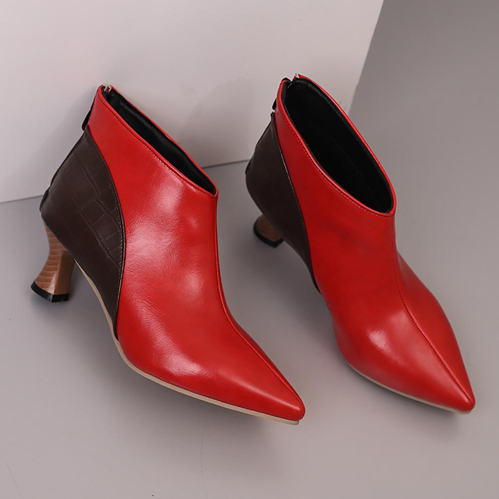 Красно-черные женские туфли-лодочки на высоком каблуке, маленький, большой размер 32 50