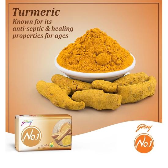 Godrej No.1 Bathing Soap Sandal & Turmeric Grade 1 Soap & Long-Sticked Fragrance, Combo Pack of 5 (по 100 г каждый)
