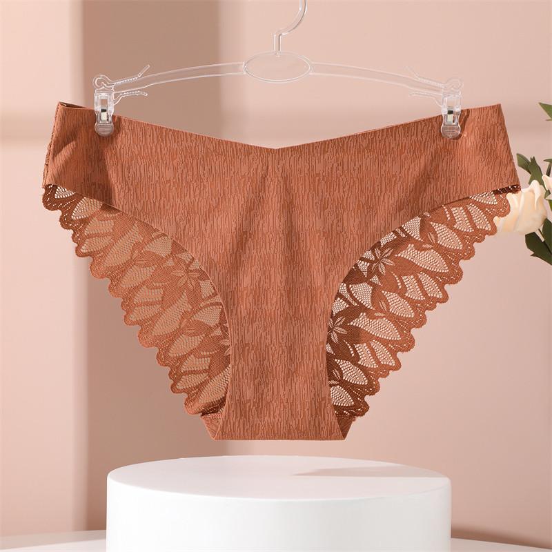 FINETOO Seamless Panty Sexy Women Lace Lingerie Breathable Underwear Mid-waist S-XL