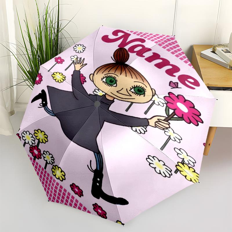 Custom Name Little My Theme Automatic Umbrella, Lightweight & Portable, 8 Rib, Perfect for Outdoor Travel, Birthdays, Christmas, Gifts.