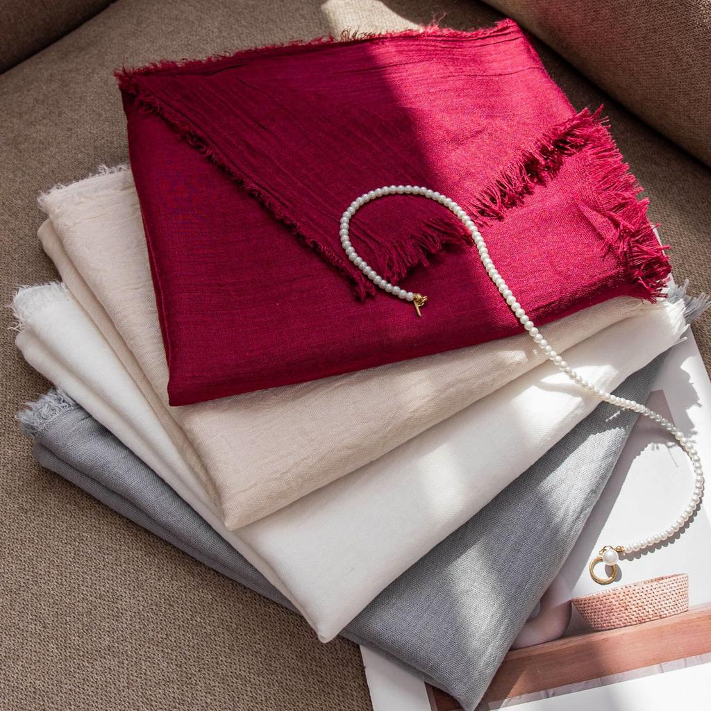 Solid Color Cotton And Linen Scarf Women'S High-End Sense Thin Long Yarn Scarf Sunscreen Shawl Commuter Simple Silk Scarf