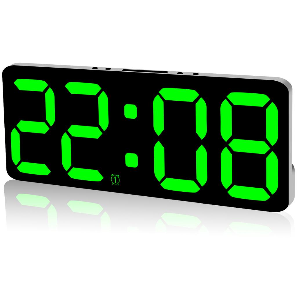 Цифровой будильник с большим светодиодным дисплеем, будильник с 5 уровнями яркости, диммируемый, с USB-портами для зарядки, регулируемые настольные часы