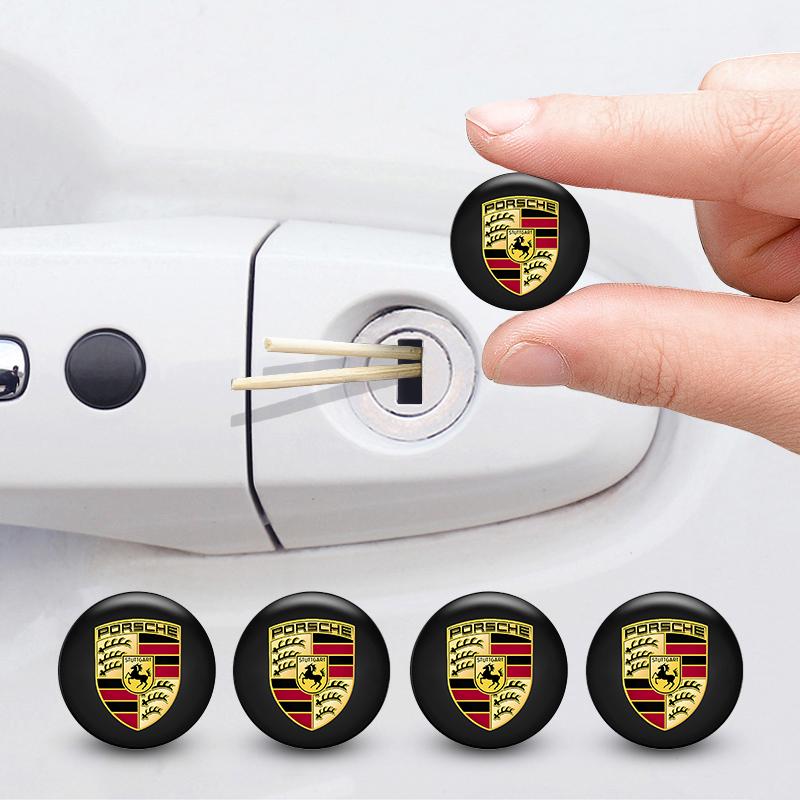 AABKW1 Car Door Keyhole Sticker Lock Decoration Protection Decal For Porsche Cayenne Panamera Macan 911 Taycan Boxster Cayman 918Pajun