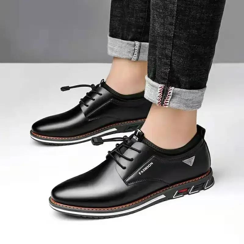 2025 British Style Casual Shoes for Men High Quality Mens PU Leather Shoes Comfortable Fashionable Large Size Male Leather Shoes