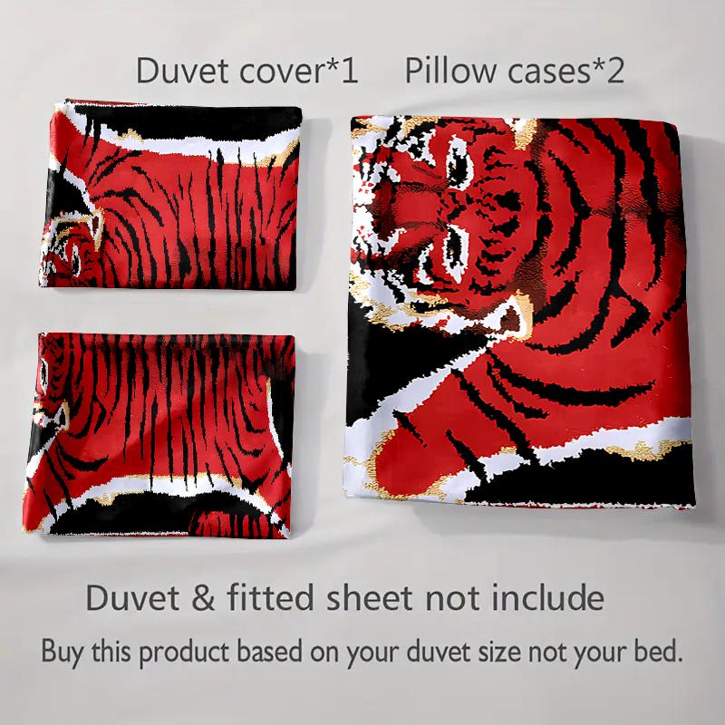 Red tiger motif Bedding Duvet cover sets Duvet covers Pillowcases gifts (1 * Duvet Cover 2 * Pillowcases, without duvet insert)