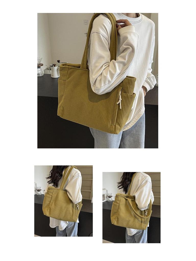 Большая вельветовая сумка-тоут в корейском стиле - Универсальная повседневная студенческая и дорожная сумка через плечо