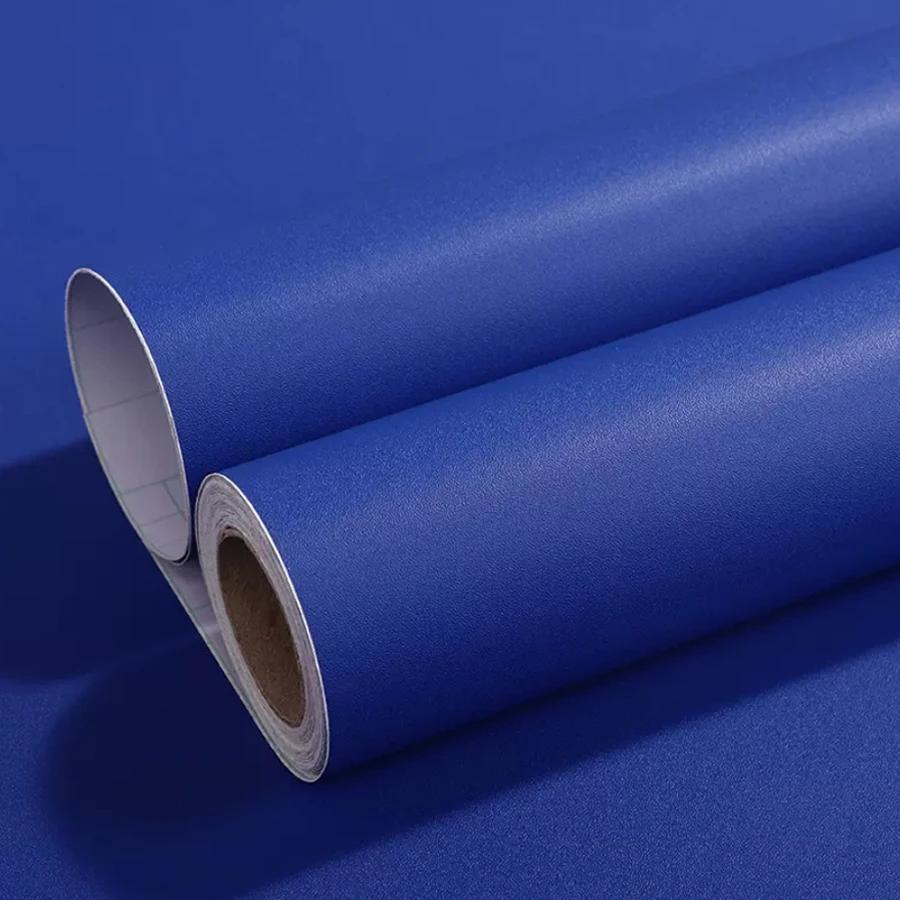 ПВХ Темно-синяя Наклейка на Стену Самоклеящиеся Обои Однотонные Шкаф Обновленный Матовая Пленка Водонепроницаемая Спальня Комната Декорация