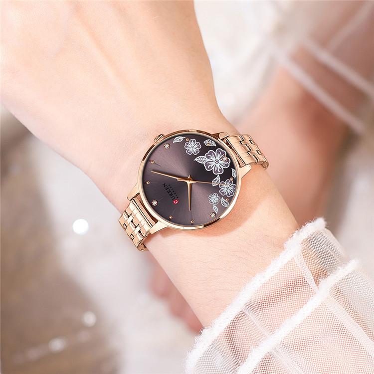 CURREN Новые компактные женские персональные часы со стальным ремешком и календарем, спортивные часы