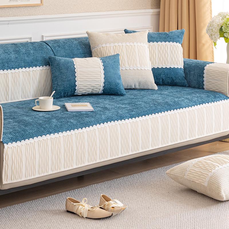 Диванная подушка в кремовом стиле Four Seasons, универсальное полотенце с полным покрытием, полностью завернутый чехол, вафельная высококачественная диванная подушка, нескользящая