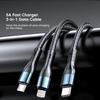 120W 1.2M 3 In 1 USB Fast Charging Cable Type C Lightning Micro USB Cable Data Cord For Iphone 16 15 Realme Samsung Huawei Phone USB Charging Cable