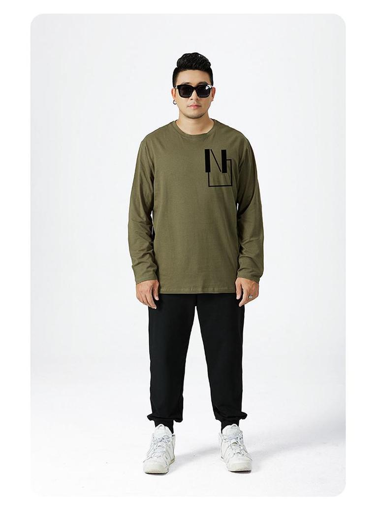 Мужская футболка больших размеров свободного кроя с длинным рукавом на осень (300 Джин)