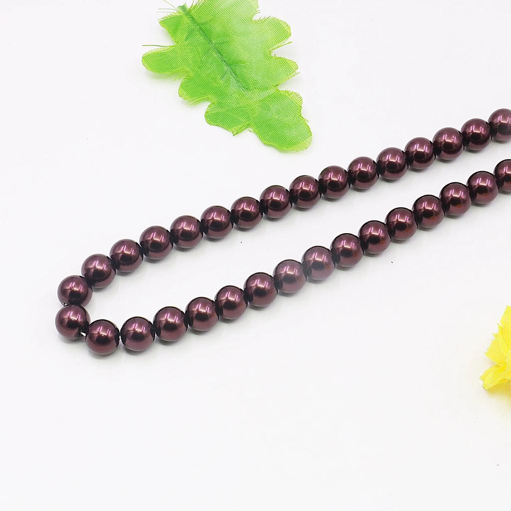 10mm Brown Shell Pearl Round Beads Necklace, Easy Wear Neck Chain,5cm Extension Line, Gifts for Women/girls,Jewelry Making/design