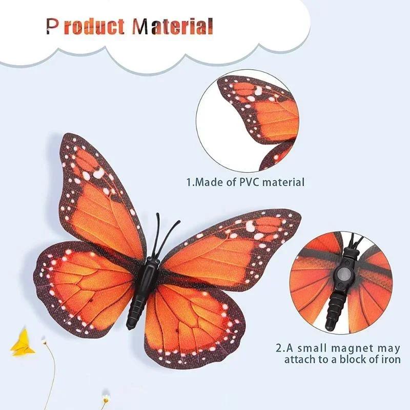 New 10Pcs 4.72 In Monarch Butterfly Decoration Stickers Fake Butterflies for Crafts Artificial Wall 3D Home Decor LS